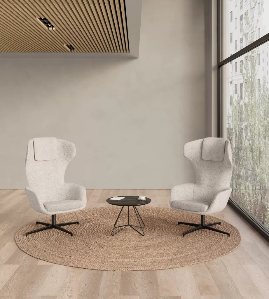 Poltrona modular Zenith com estofos acolhedores e design ergonómico.