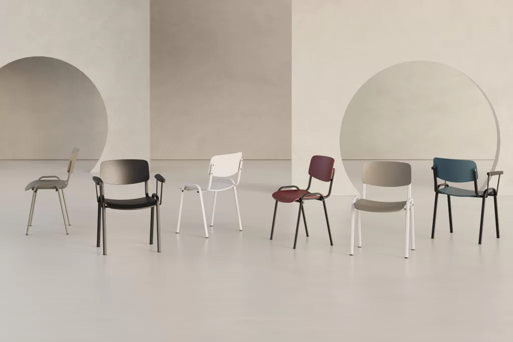 Cadeira DOT em design minimalista, com proporções harmoniosas e elegante.