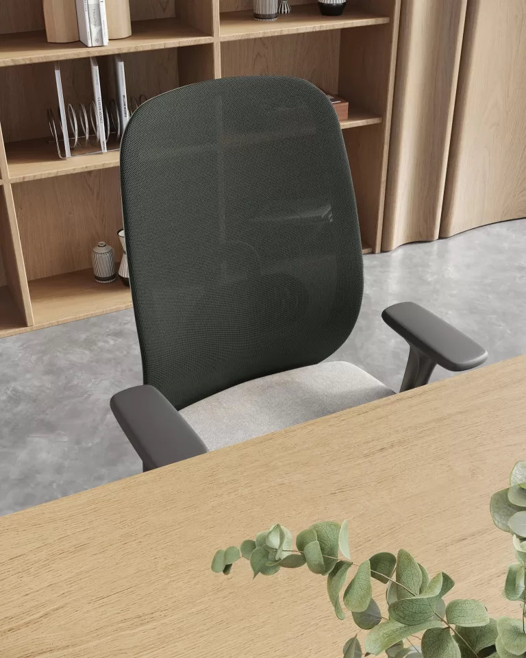 Vista traseira da cadeira de escritório Pixel com encosto em rede