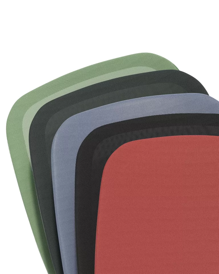 Detalhe do encosto em rede da cadeira de escritório Pixel